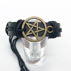 Black leather bracelet.